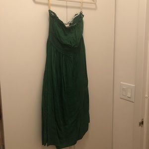 free people green sundress tubetop xs